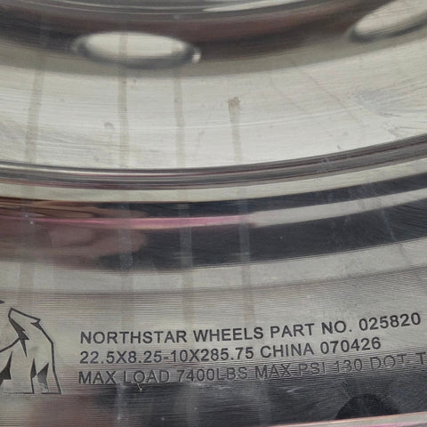 22.5x8.25 Northstar 10x11.25" Stud Pilot (Budd) Mirror Polish Both Sides (returned item)