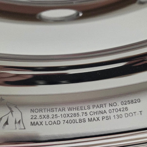 22.5x8.25 Northstar 10x11.25" Stud Pilot (Budd) Mirror Polish Both Sides (returned item)