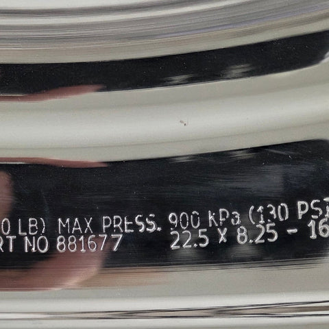22.5” x 8.25” Alcoa Forged Aluminum Wheel – High Polish Both Sides, 10x285mm Hub Pilot (returned item)
