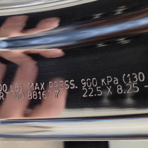 22.5” x 8.25” Alcoa Forged Aluminum Wheel – High Polish Both Sides, 10x285mm Hub Pilot (returned item)