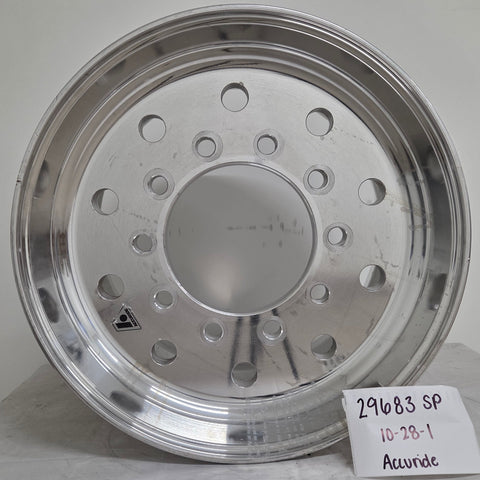 22.5x12.25 Accuride Standard Polish 2.75 Offset Super-Single Float Wheel (returned item)