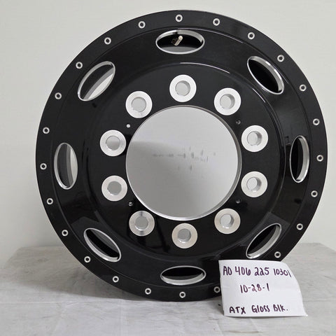 22.5X8.25 ATX 10X285MM HUB PILOT GLOSS BLACK "LEFT LANE" FRONT (returned item)