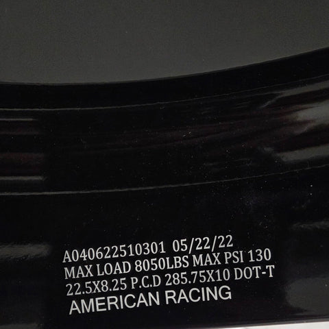 22.5X8.25 ATX 10X285MM HUB PILOT GLOSS BLACK "LEFT LANE" FRONT (returned item)