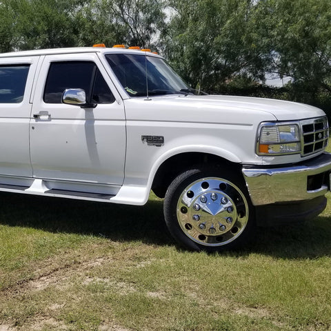 22x8.25 Mirror Forged Aluminum "Classic" 6 Wheel Kit w/ Adapters and Chrome Caps (1984-1997 Ford F350 DRW)