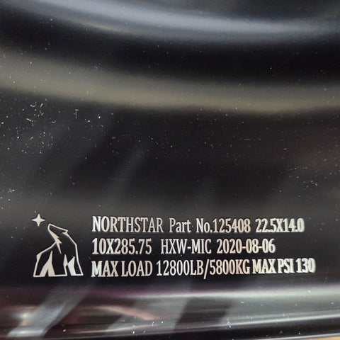 22.5x14.00 Northstar 10x285mm BLACK Super Single 2" Offset (returned item)