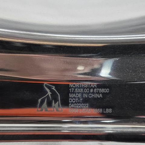 17.5x6 Mirror Polish Outside Only Aluminum Wheel – 6x205mm Hub-Pilot Dual-Mount (Lift Axle) (Display/Demo item)