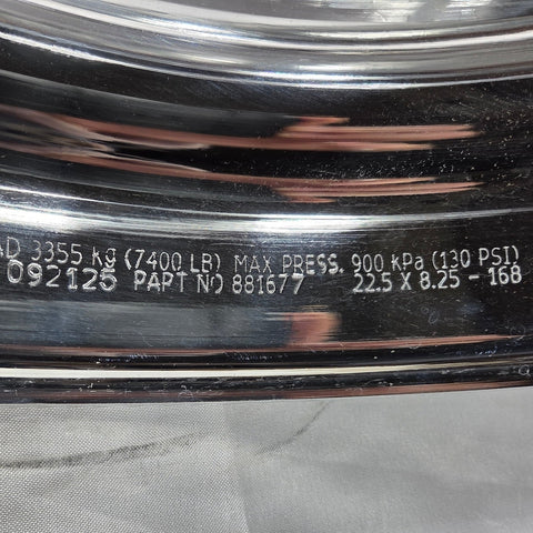 22.5” x 8.25” Alcoa Forged Aluminum Wheel – High Polish Both Sides, 10x285mm Hub Pilot (returned item)