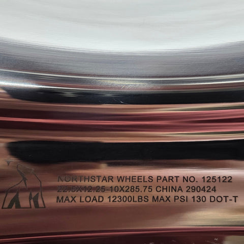 22.5x12.25 Northstar 10x285mm Hub Pilot Mirror Polish Both Sides 2.75" Offset (returned item)