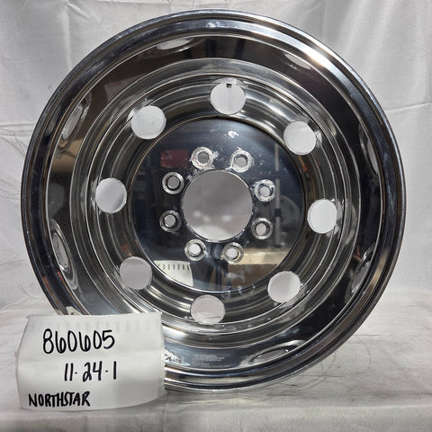 16x6 Polished Aluminum Dually Wheel – 8x6.5 for 2000 & Older Chevy/GMC 3500 (4.56” Bore) (returned item)
