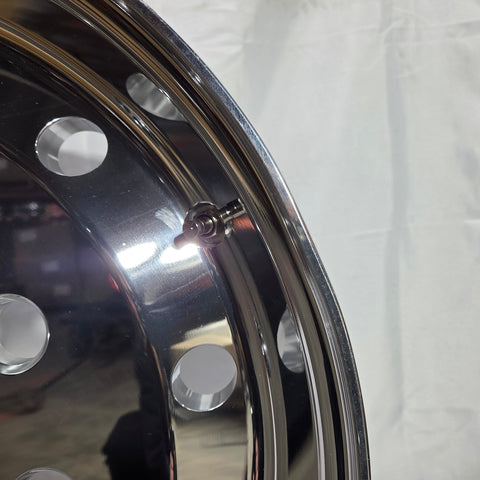 22.5x12.25 Northstar 10x11.25" Stud Pilot Mirror Polish Flat Face Wheel Front Only (4.68" offset) (returned item)