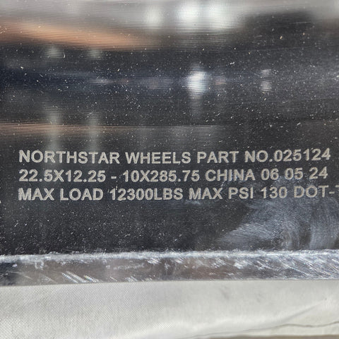 22.5x12.25 Northstar 10x11.25" Stud Pilot Mirror Polish Flat Face Wheel Front Only (4.68" offset) (returned item)