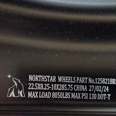 22.5x8.25 NORTHSTAR 10X285MM HUB PILOT "SATURN" BLACK REAR (returned item)