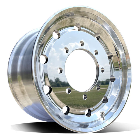 22.5x12.25 Northstar 8x275mm Hub Pilot Mirror Polish Both Sides 2.75" Offset (4 Wheel Kit)