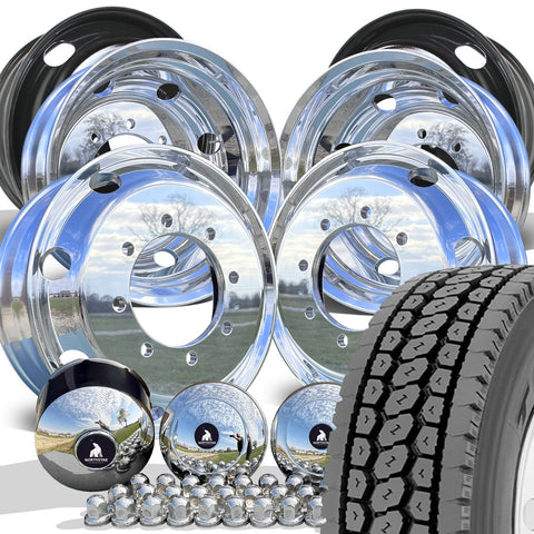 TOYO M647 MIXED USE TREAD MOUNTED ON 22.5 Northstar Polished Chevy Silverado 4500HD/5500HD Wheel Kit (33mm)