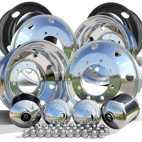 DynaTrac MA400 Mixed Use Mounted on 22.5 22.5x7.5 Northstar 8x275mm Mirror Polished Both Sides Wheel Kit (33mm)