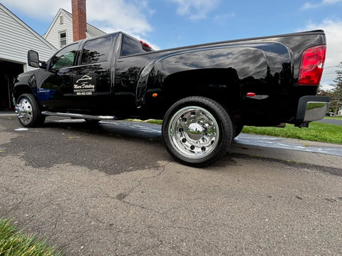 22x8.25 Mirror Forged Aluminum "Classic" 6 Wheel Kit w/ Adapters and Chrome Caps (2001-2010 Chevy/GMC 3500 DRW)