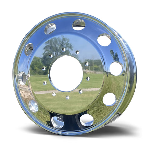 22.5x6.75 Northstar Direct Bolt-On 6-Wheel Kit – Fits 2005–Present Ford F-450/F-550 DRW (Mirror Polished Aluminum & Steel Duals)