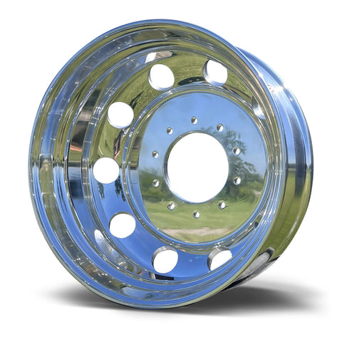 22.5x6.75 Northstar Direct Bolt-On 6-Wheel Kit – Fits 2005–Present Ford F-450/F-550 DRW (Mirror Polished Aluminum & Steel Duals)