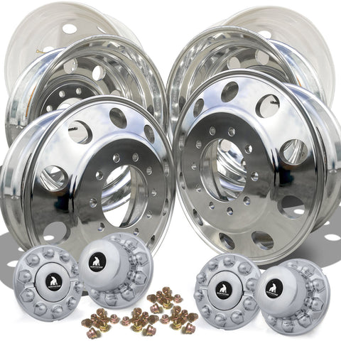 22.5 Aluminum Mirror Polished Ford F450/F550 Wheel Kit (10x225)