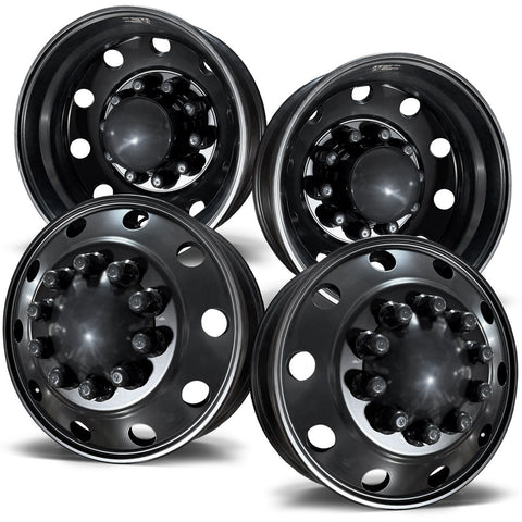 19.5X6.00 Northstar 10x225mm Satin lack 4 Wheel Set for Ford & Dodge Ram