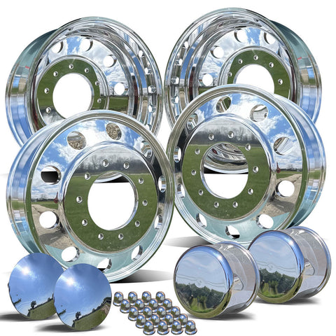 19.5x6.75 Northstar Mirror Polished Wheel Kit – Fits 2005+ Ford F53 & F600 Chassis (10x225mm, 4 Wheels)
