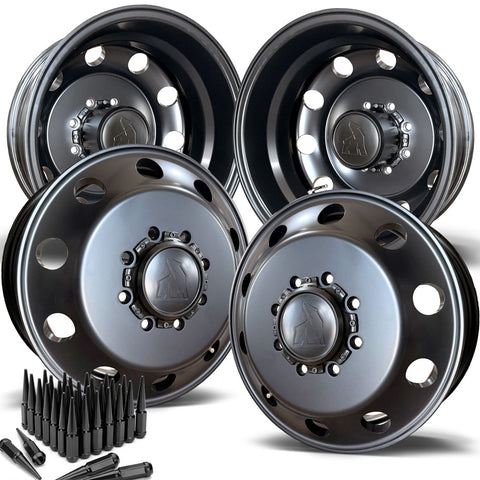 17.0"x6.00" Northstar Satin Black 2012-2018 Dodge Ram 3500 DRW 8X6.5" 4 Wheel Kit
