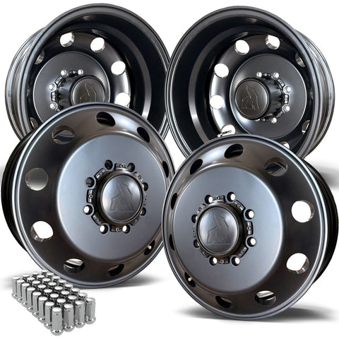 17.0"x6.00" Northstar Satin Black 2012-2018 Dodge Ram 3500 DRW 8X6.5" 4 Wheel Kit
