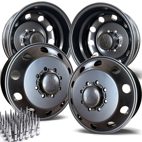 17.0"x6.00" Northstar Satin Black 2012-2018 Dodge Ram 3500 DRW 8X6.5" 4 Wheel Kit