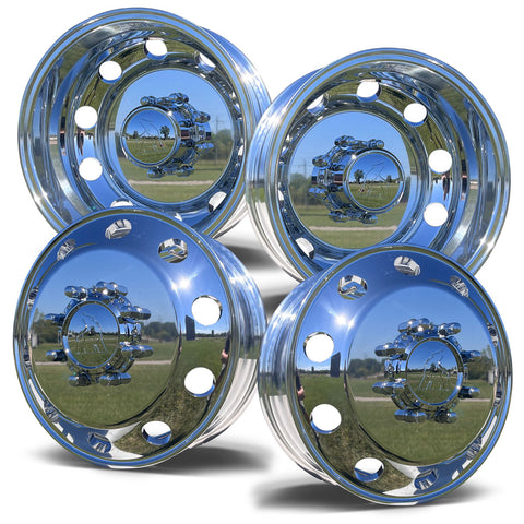 17.0"x6.00" Northstar Mirror Polished Both Sides 1994-2011 Dodge Ram 3500 DRW 8X6.5" 4 Wheel Kit