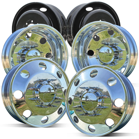 19.5x6.75 Northstar Mirror Polished Chevy/GMC 3500 DRW 8X6.5" 6 Wheel Kit (1973-2010)