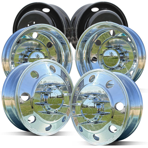 19.5x6.00 Northstar Mirror Polished Both Sides Chevy/GMC 3500 DRW 8X6.5" 6 Wheel Kit (1977-2010)