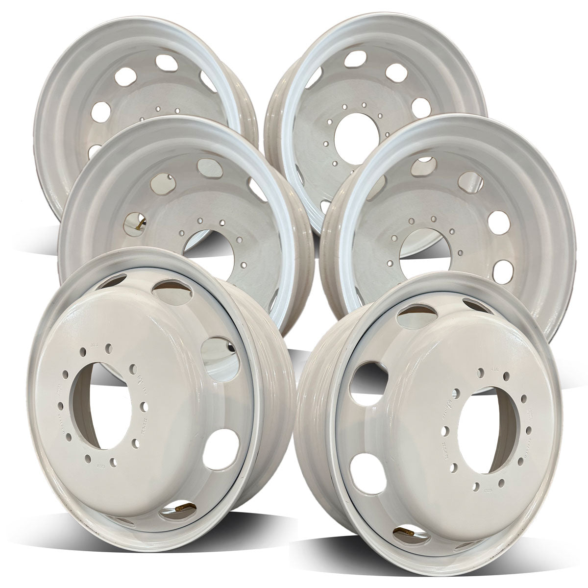 22.5 X 6.75 Direct Bolt On White Steel Wheel Kit for Ford F450/F550 ...