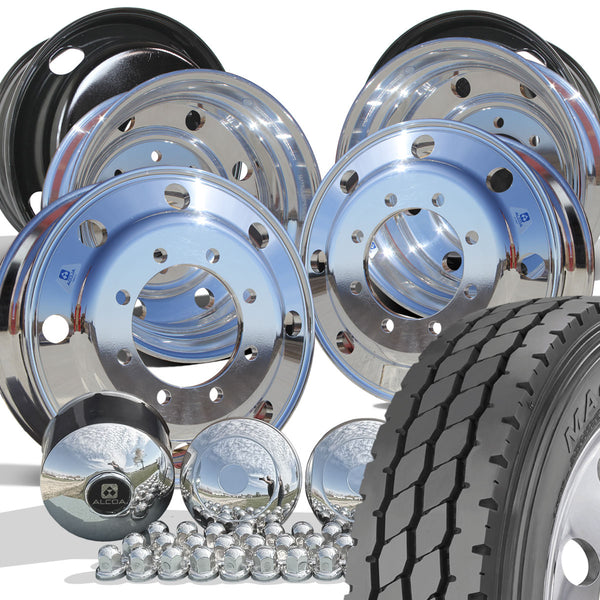 Alcoa 8 Lug 22.5 Aluminum Wheel & DynaTrac MA400 Tire Package
