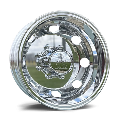 GMC/Chevy 3500 1977-2000 Dually Wheel Kit – 4 Polished Aluminum 860605 Wheels (Standard or Spike Lugs)