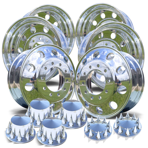 Alcoa High Polish 24.5 Tandem Axle Wheel Kit