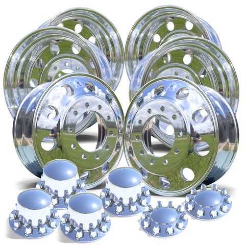 Alcoa High Polish 24.5 Tandem Axle Wheel Kit