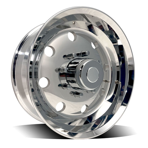 17.5x6.75 Polished Stud-Pilot Trailer Wheel – Acorn Nut Style