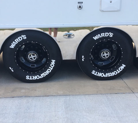22.5X8.25 ATX 10X285MM HUB PILOT SATIN BLACK "INDY" 4 WHEEL KIT - SINGLE REAR AXLE