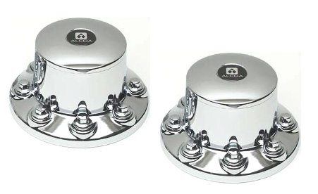 Pair of 2 Alcoa Rear Chrome Plastic Cover Kit (8 on 275mm, 33mm Lug Nuts)