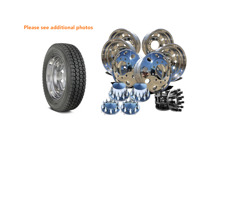 Alcoa 22.5 Wheels w/ 8 to 10 lug Adapter Kit Mounted with Dyna Trac DT320 (returned kit)