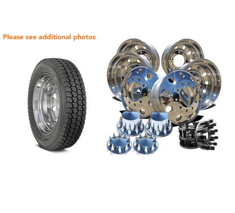 Alcoa 22.5 Wheels w/ 8 to 10 lug Adapter Kit Mounted with Dyna Trac DT320 (returned kit)