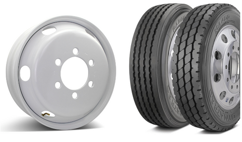 MOUNTED SET OF 6 - 22.5x6.75 White Steel 6x8.75" on 255/70R22.5 Dynatrac Combo 2 Steer/ 4 Drive (RA200/MA400)