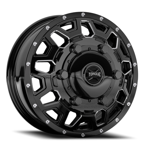 Gloss Black Milled Spoke Torque HD Rush Aluminum Wheel 6 on 180mm (138.8mm Bore)