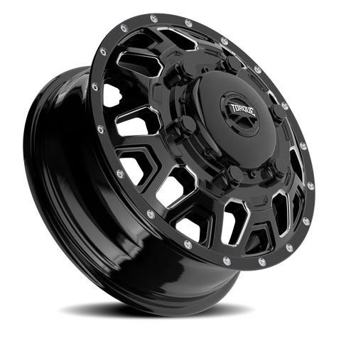 Gloss Black Milled Spoke Torque HD Rush Aluminum Wheel 6 on 205mm (161.1mm Bore)