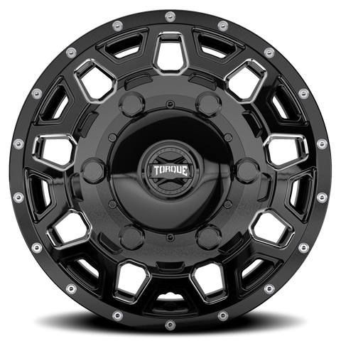 Gloss Black Milled Spoke Torque HD Rush Aluminum Wheel 6 on 180mm (138.8mm Bore)