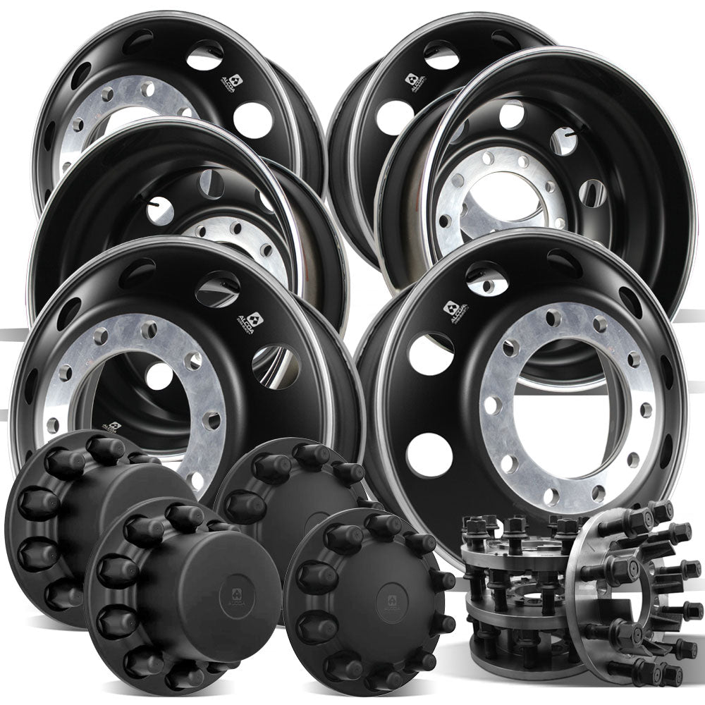 Wheel Adapter For Rims 22.5 Alcoa Dura-Black Wheels w/ 10 Lug Adapters for Dually Trucks – Buy ...