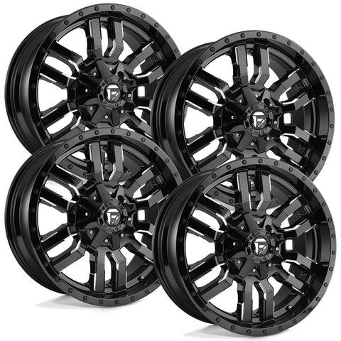 Fuel Sledge D595 Milled Black Aluminum Dodge Ram SRW Wheel Kit (8x6.5)