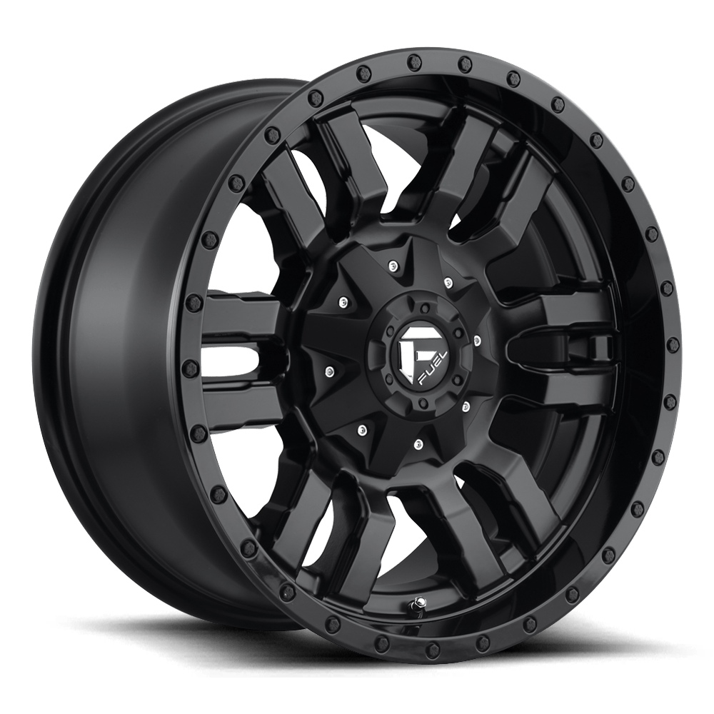 Fuel Sledge D596 Matte Black with Gloss Lip Ford SRW Wheel Kit Fuel Sledge D596 Matte Black with Gloss Lip Ford SRW Wheel Kit