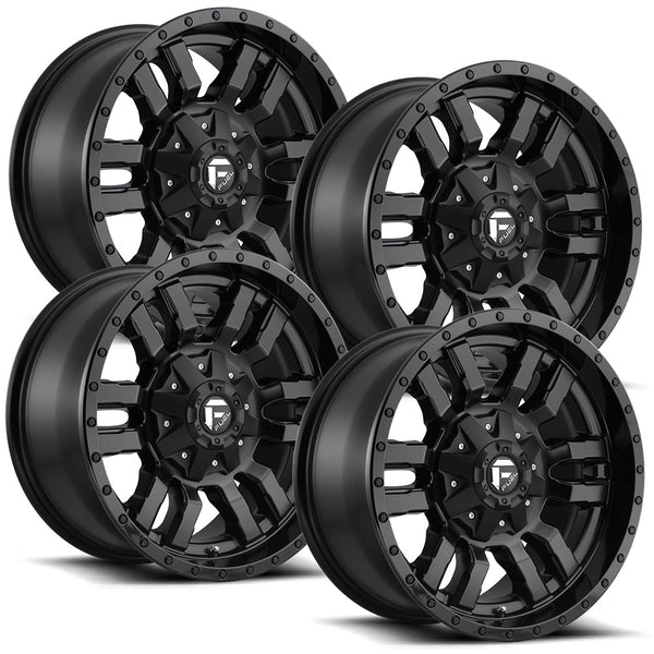 Fuel Sledge D596 Matte Black with Gloss Lip Ford SRW Wheel Kit