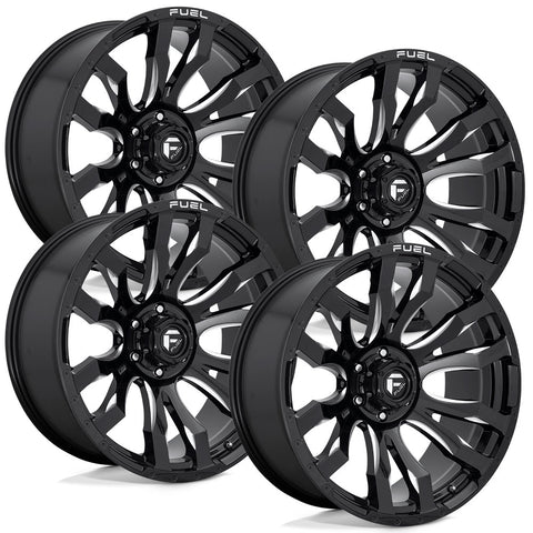 Fuel Blitz D673 Gloss Black Milled Aluminum Dodge Ram SRW Wheel Kit (8x6.5)